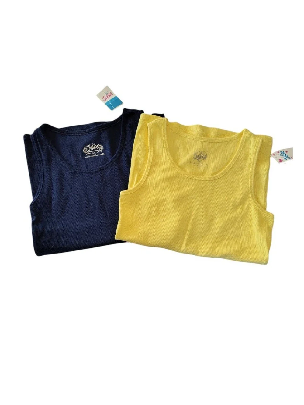 NWT Justice Cheerful Yellow And Navy Blue Tank Top Bundle Size Large 14 Girls